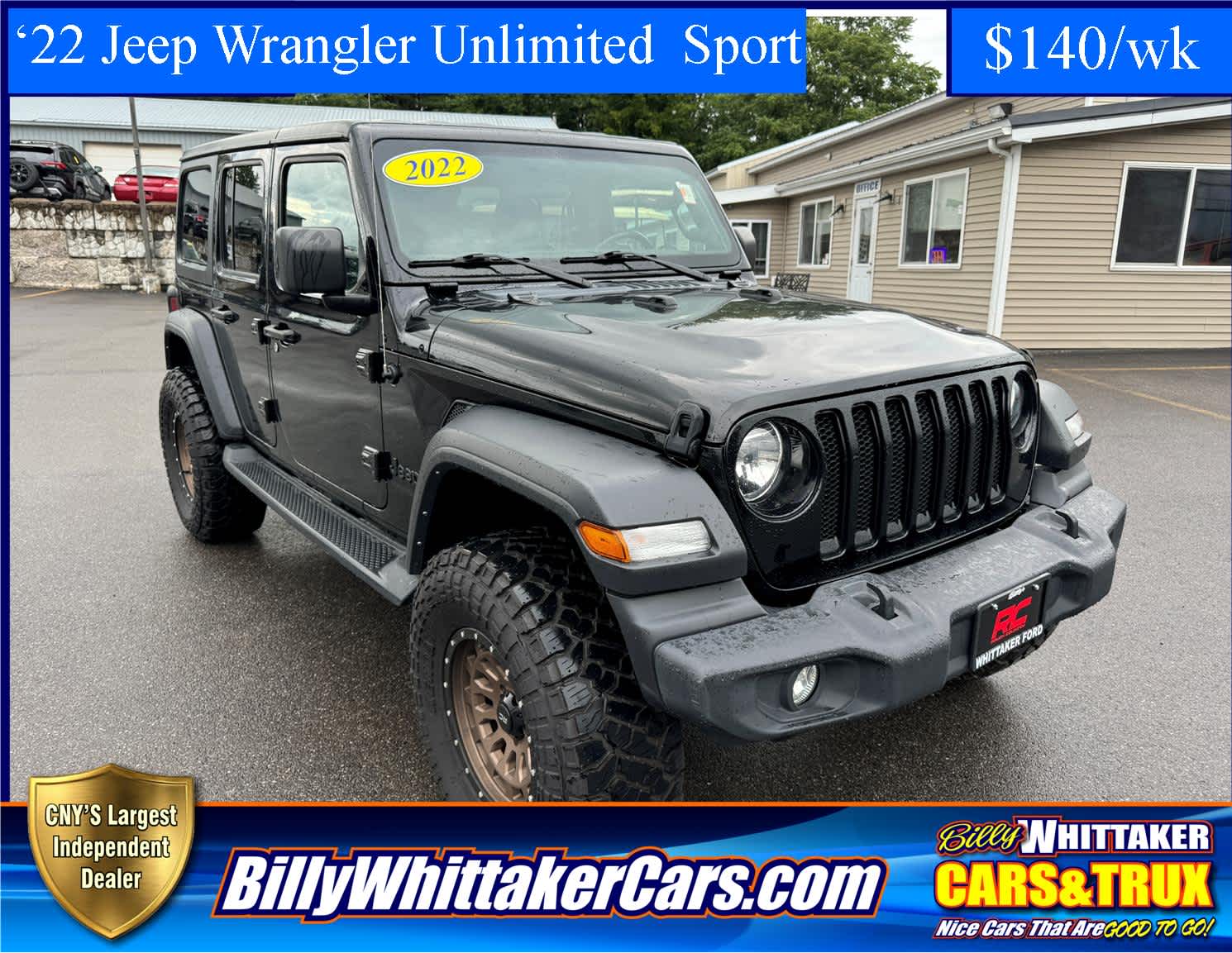 Used 2022 Jeep Wrangler Unlimited Sport with VIN 1C4HJXDN3NW199953 for sale in Central Square, NY