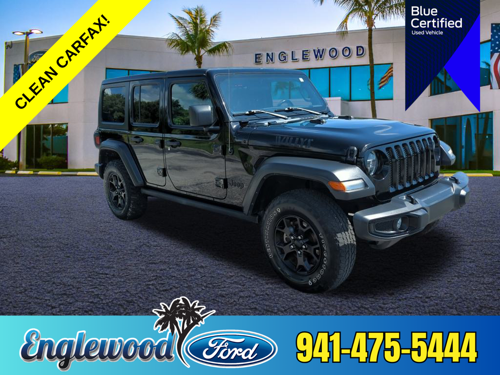 Certified 2022 Jeep Wrangler Unlimited Willys with VIN 1C4HJXDN5NW251048 for sale in Englewood, FL