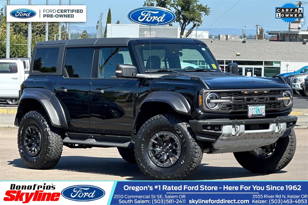 Certified 2022 Ford Bronco 4-Door Raptor with VIN 1FMEE5JR2NLA52135 for sale in Salem, OR