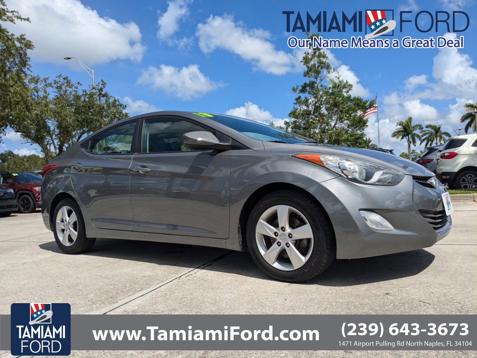 Used 2013 Hyundai Elantra GLS with VIN 5NPDH4AE0DH447805 for sale in Naples, FL