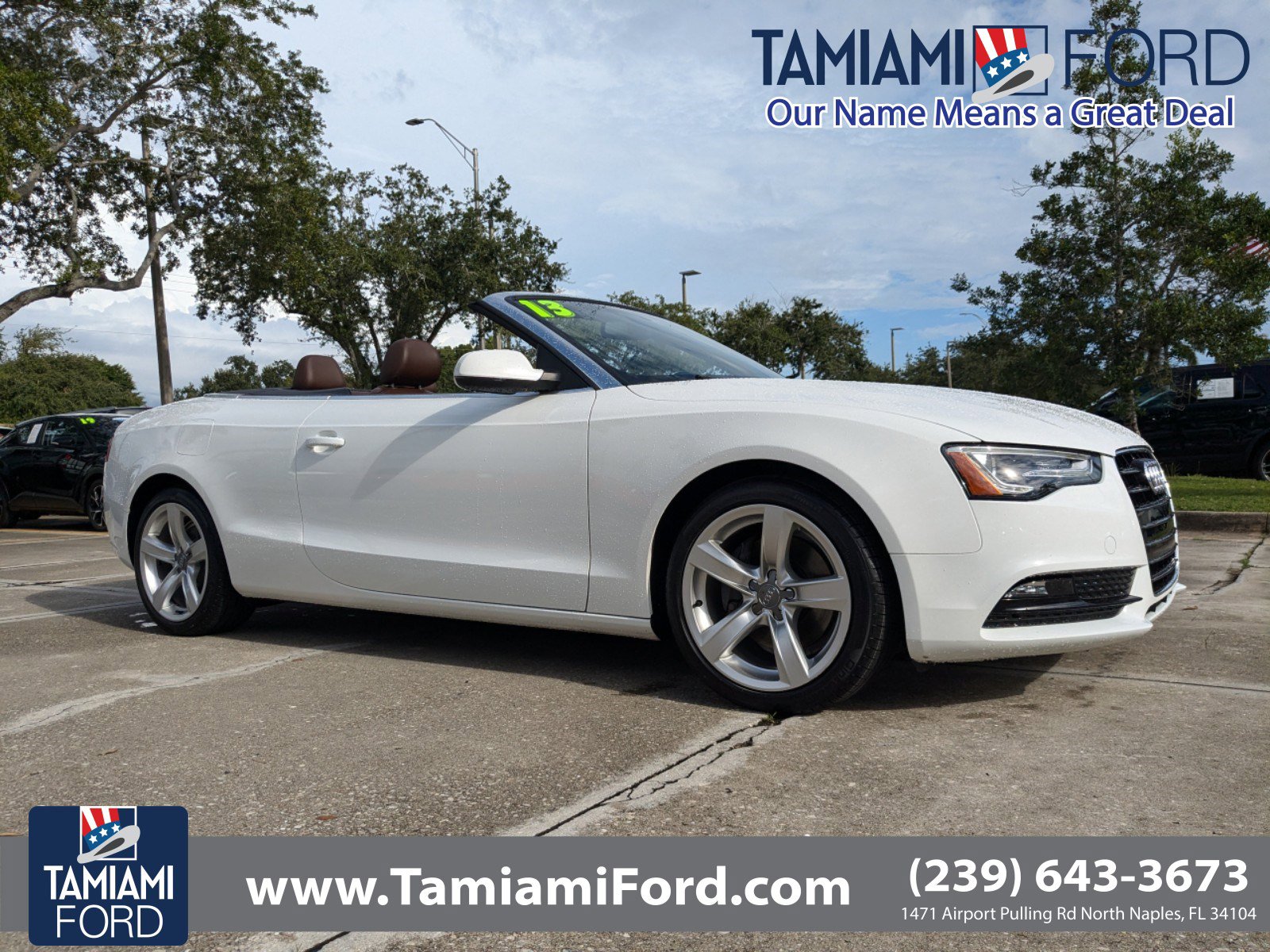 Used 2013 Audi A5 Premium with VIN WAUAFAFH3DN016088 for sale in Naples, FL