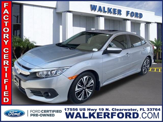 Certified 2018 Honda Civic EX-L with VIN JHMFC1F73JX034484 for sale in Clearwater, FL