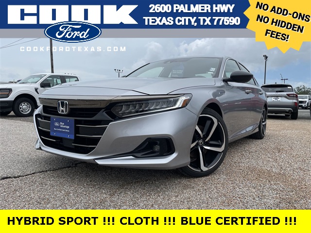 Certified 2022 Honda Accord Hybrid Sport with VIN 1HGCV3F25NA019266 for sale in Texas City, TX