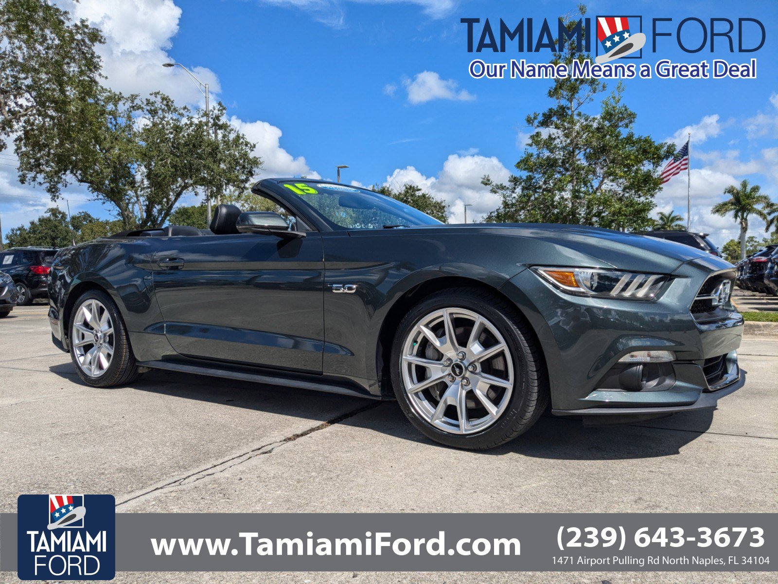 Certified 2015 Ford Mustang GT Premium with VIN 1FATP8FFXF5367167 for sale in Naples, FL