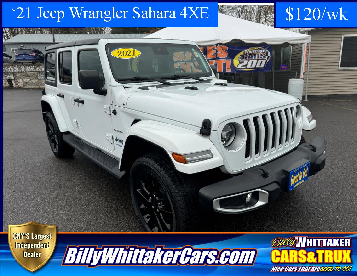 Used 2021 Jeep Wrangler Unlimited Sahara 4XE with VIN 1C4JJXP69MW730626 for sale in Central Square, NY