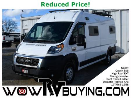 2019 RAM ProMaster Conversion Van Sleeps 2! Queen Bed Roof Rack Ladder Renogy Inverter