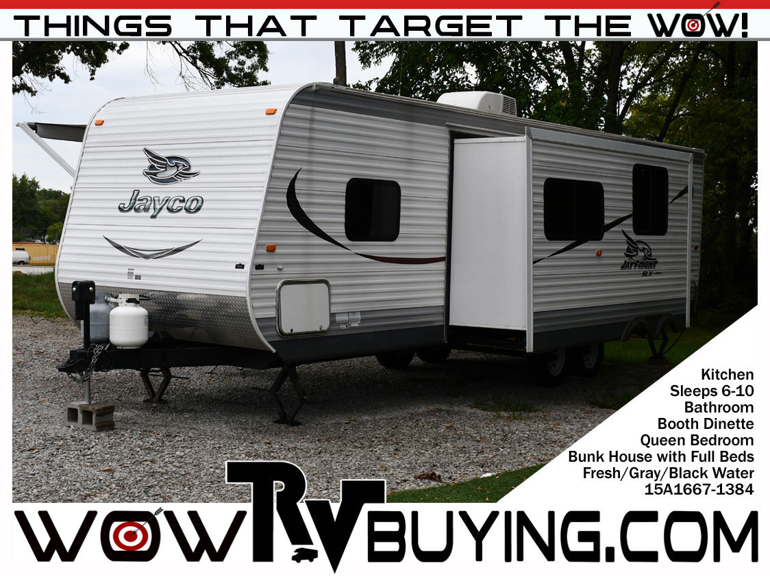 Used 2015 Jayco JAY Flight 28BHS Sleeps 6-10! One Power Slide Bunk House Large Kitchen