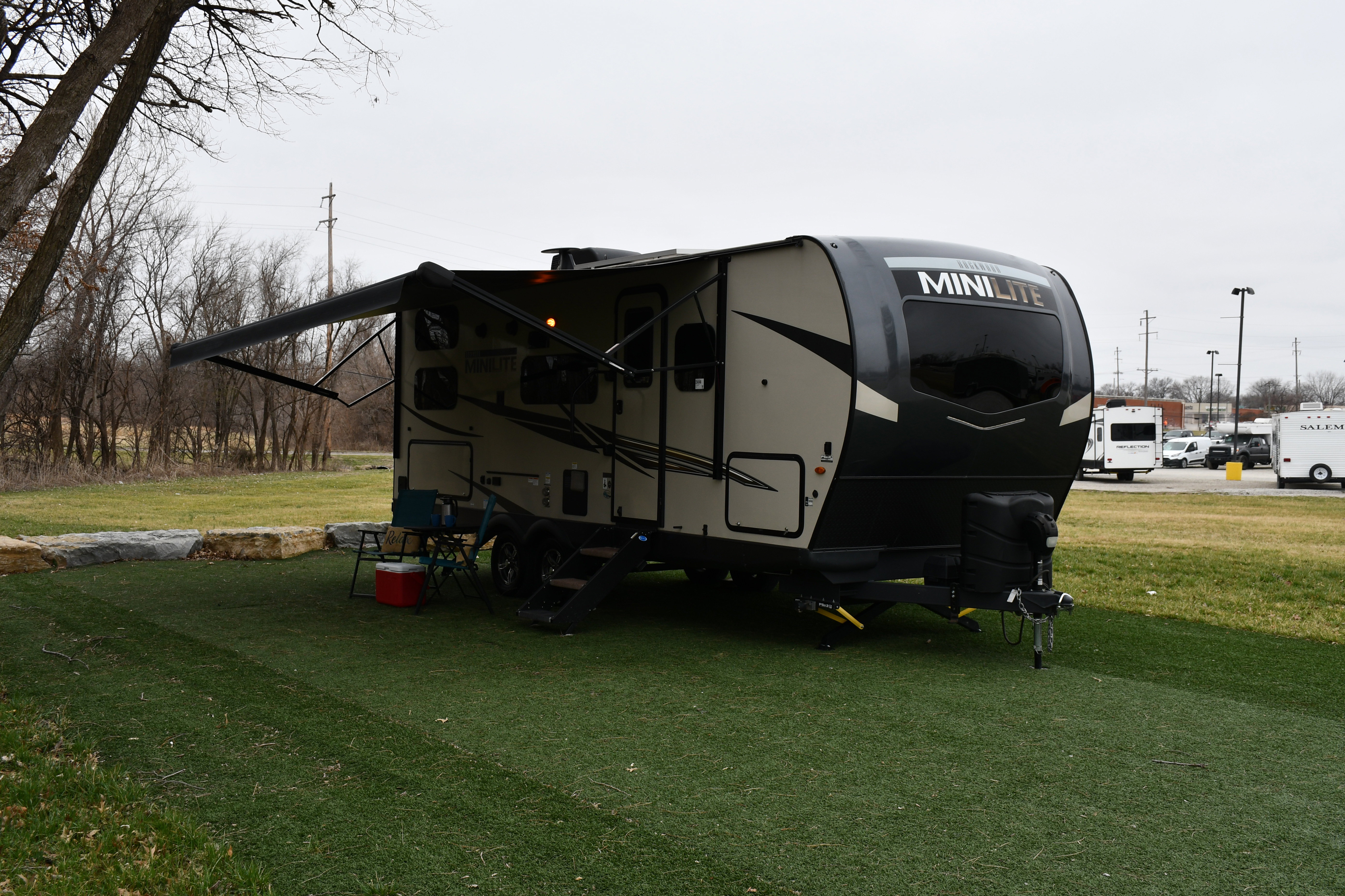 Used 2022 Forest River Rockwood 2509S Bunkhouse Sleeps 8 Power Slide Queen Bedroom Kitchen Bathroom Power Awning