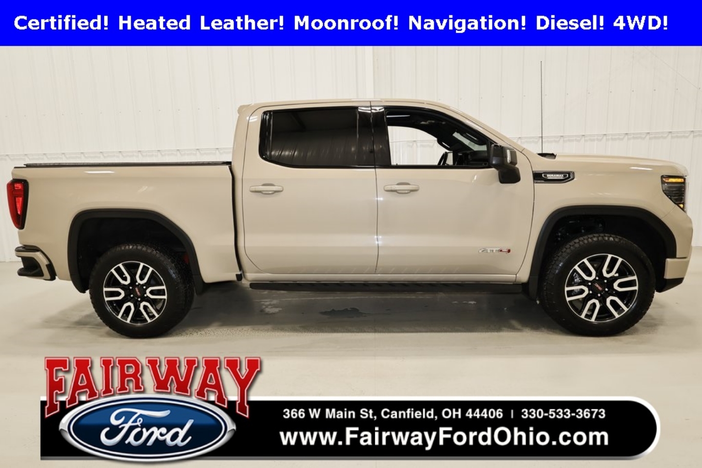 Certified 2023 GMC Sierra 1500 AT4 with VIN 1GTUUEE8XPZ179834 for sale in Canfield, OH