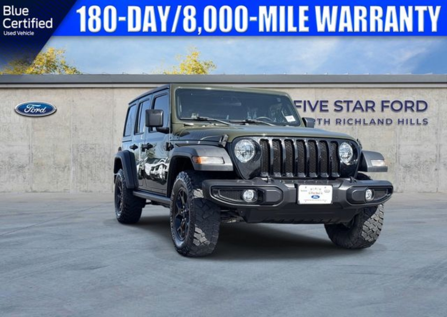 Certified 2021 Jeep Wrangler Unlimited Willys Sport with VIN 1C4HJXDN4MW605253 for sale in Richland Hills, TX