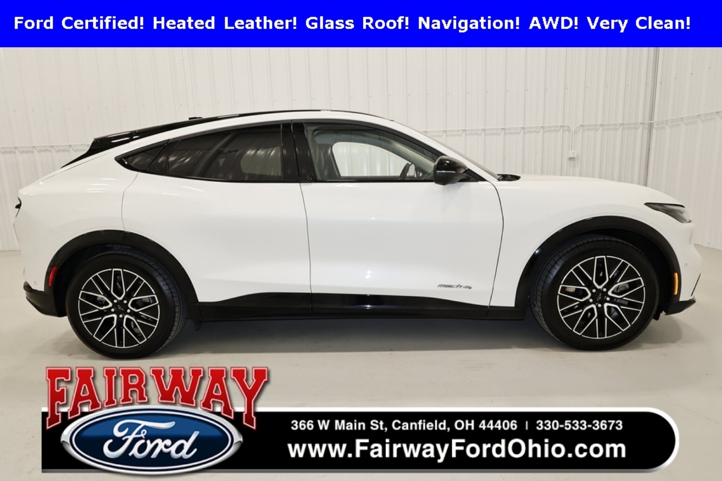 Certified 2024 Ford Mustang Mach-E Premium AWD with VIN 3FMTK3S56RMA23466 for sale in Canfield, OH