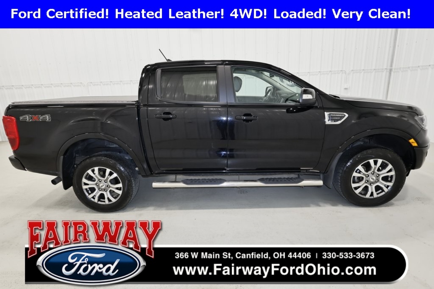 Certified 2022 Ford Ranger Lariat with VIN 1FTER4FH0NLD07125 for sale in Canfield, OH