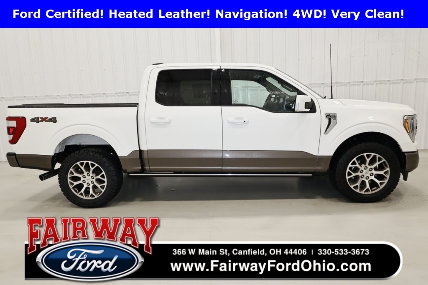 Certified 2021 Ford F-150 King Ranch with VIN 1FTFW1E84MFA98904 for sale in Canfield, OH