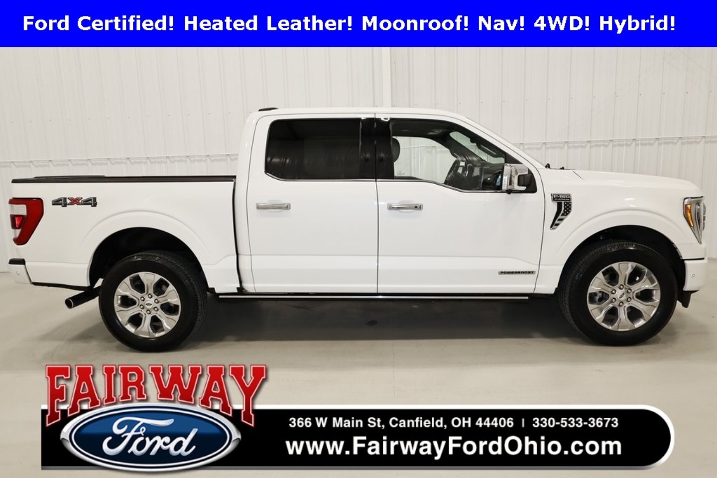 Certified 2021 Ford F-150 Platinum with VIN 1FTFW1ED7MFC11841 for sale in Canfield, OH