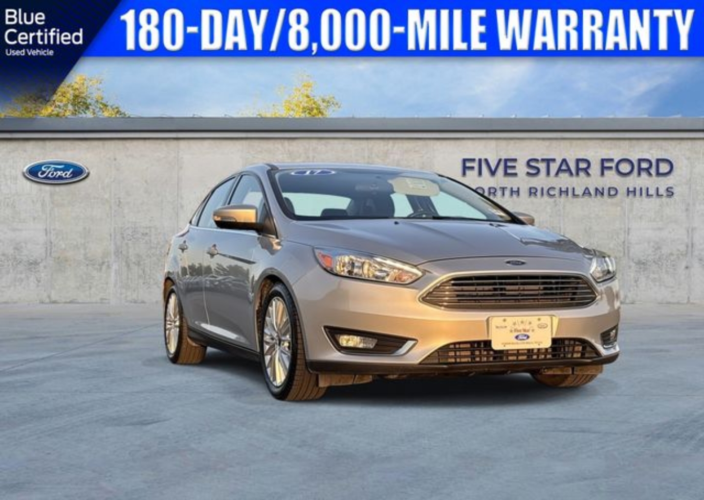 Certified 2017 Ford Focus Titanium with VIN 1FADP3J25HL347323 for sale in Richland Hills, TX