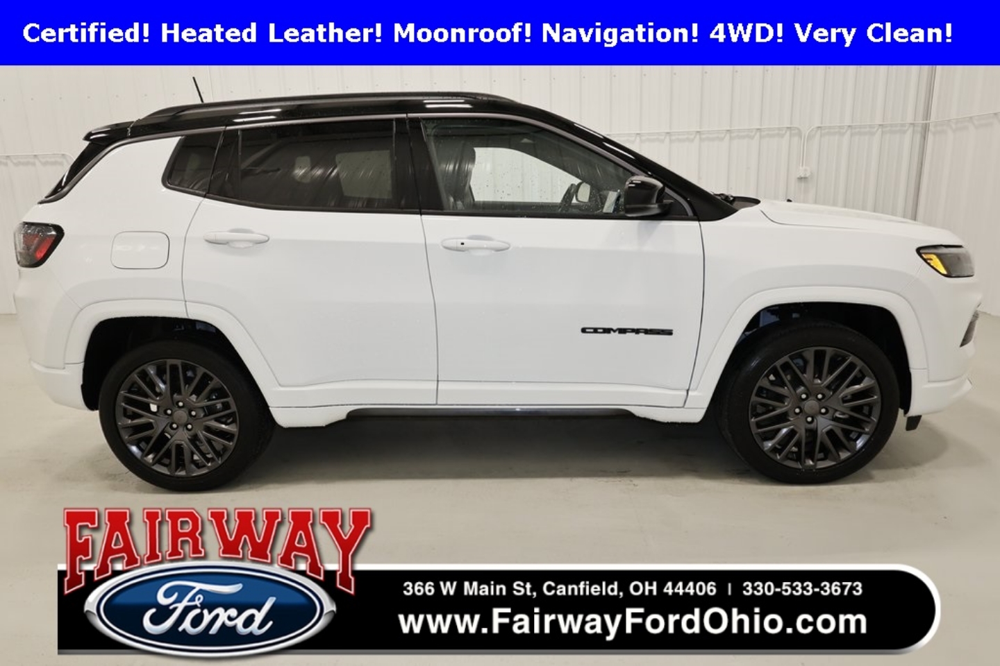 Certified 2022 Jeep Compass High Altitude with VIN 3C4NJDCB4NT178575 for sale in Canfield, OH