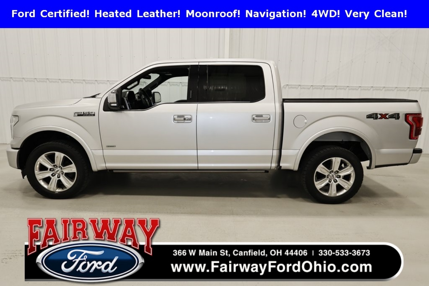 Certified 2017 Ford F-150 Platinum with VIN 1FTEW1EGXHFB13026 for sale in Canfield, OH