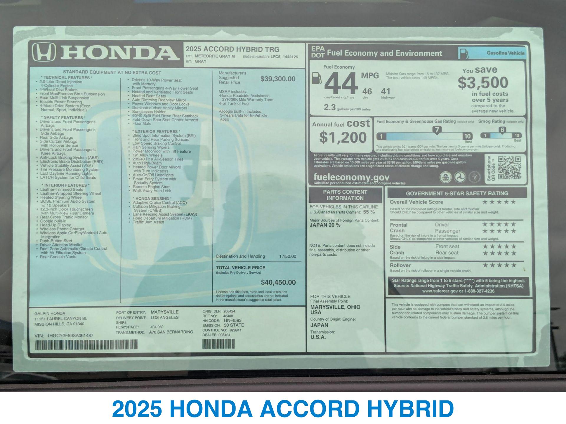 2025 Honda Accord Hybrid Touring photo 25