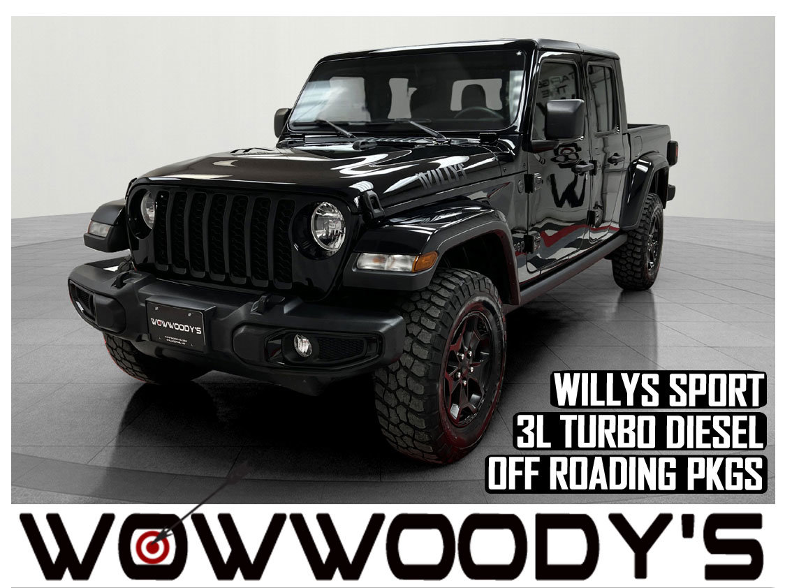 Used 2022 Jeep Gladiator Willys Sport Crew Cab 4X4 3.0L V6 Turbo Diesel 26K Package Black Freedom Hard TOP Bed Liner