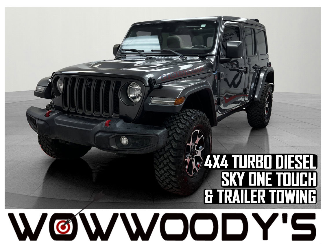 Used 2021 Jeep Wrangler Unlimited Rubicon 4X4 3.0L V6 Turbo Diesel Sky One Touch Power TOP Trailer Tow Group LED Lighting Safety Group