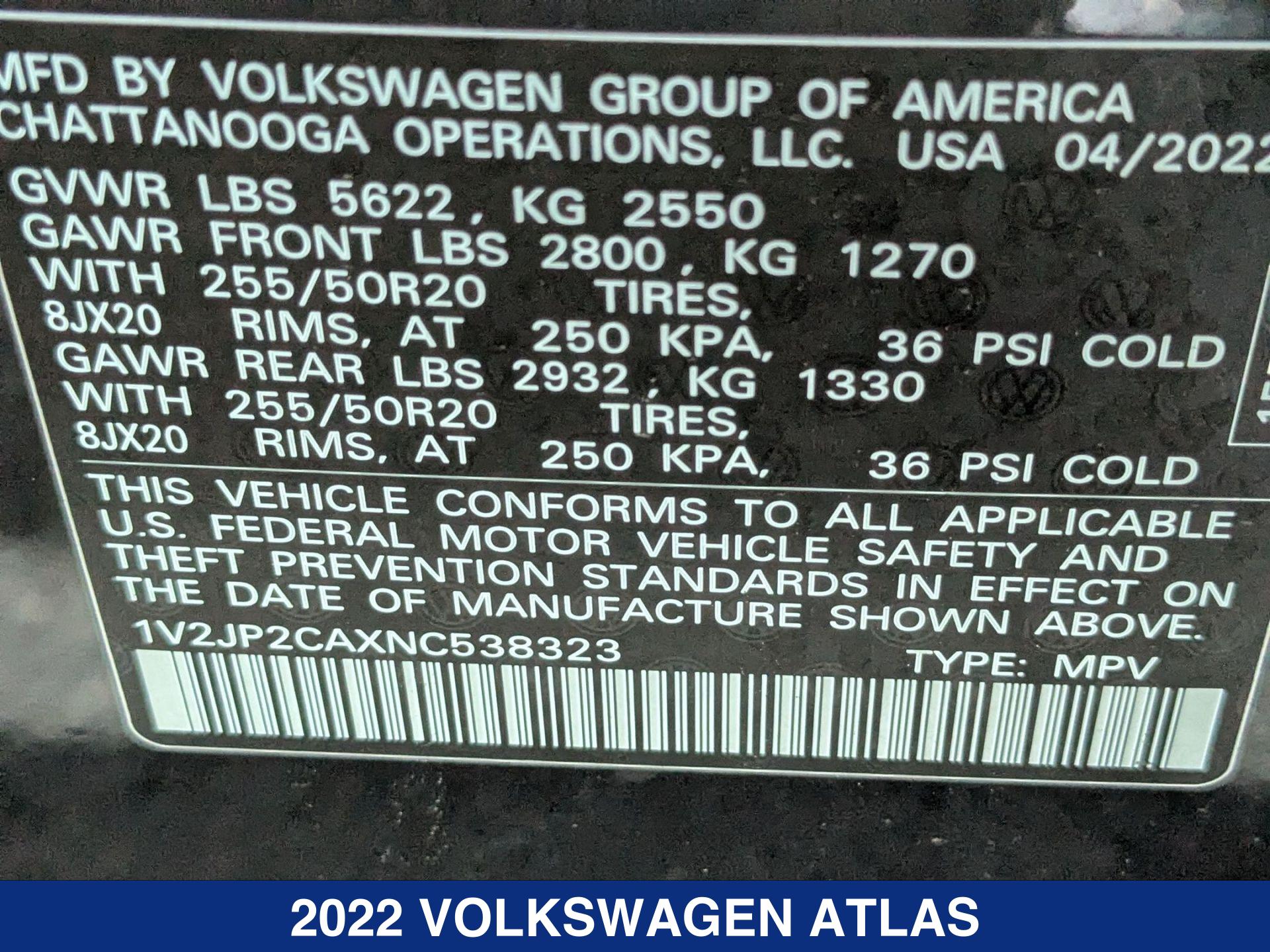 2022 Volkswagen Atlas SE Technology photo 27