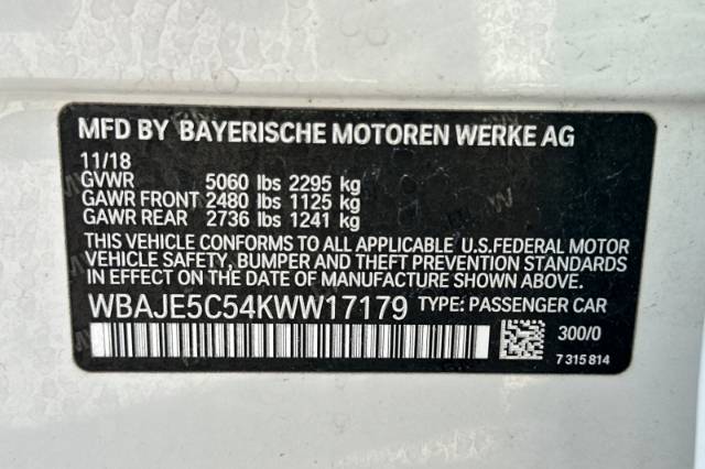 2019 BMW 5 Series 540I