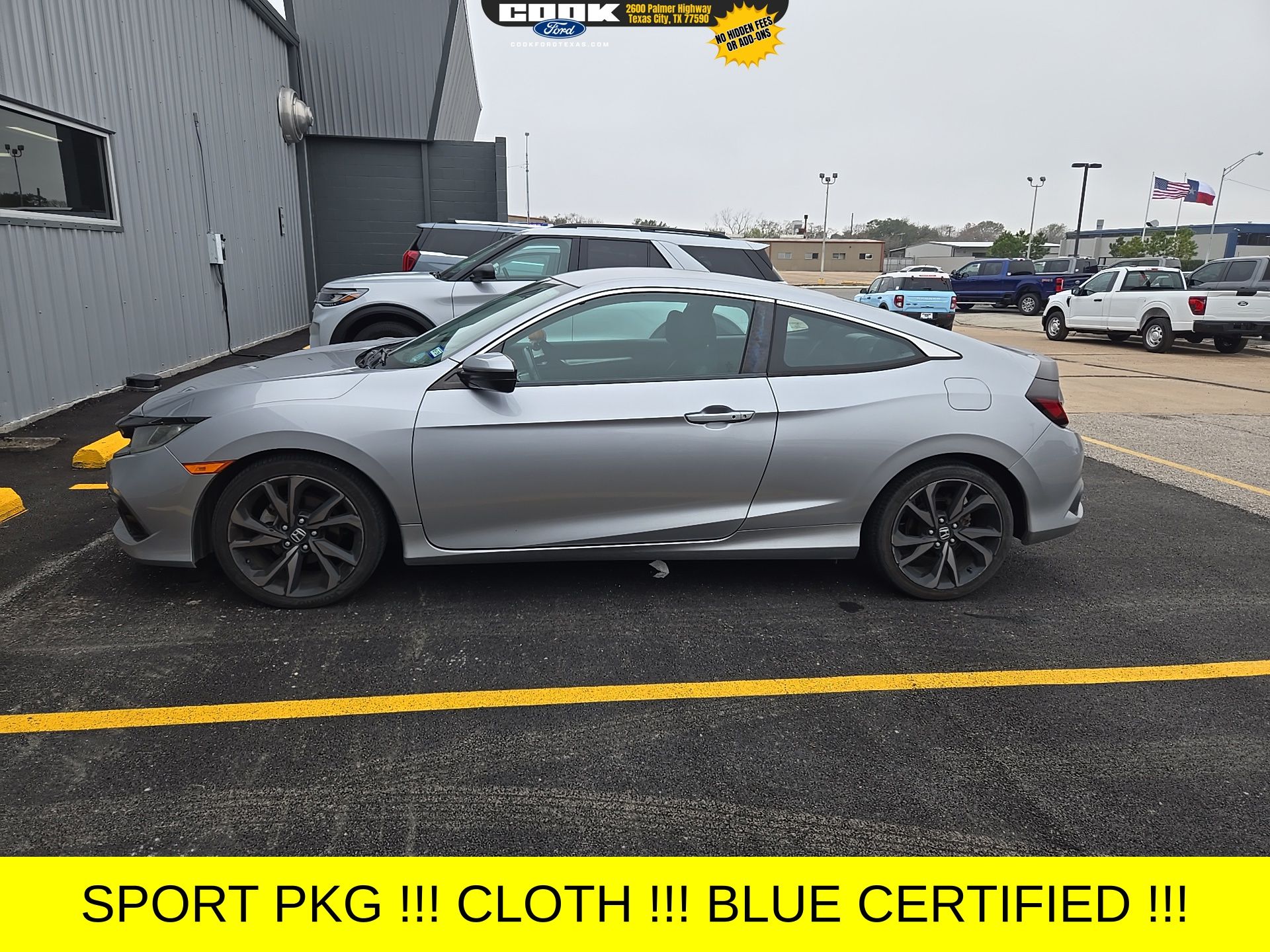 Used 2019 Honda Civic Sport with VIN 2HGFC4B86KH304588 for sale in Texas City, TX