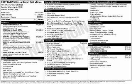 2017 BMW 5 Series 540I xDrive